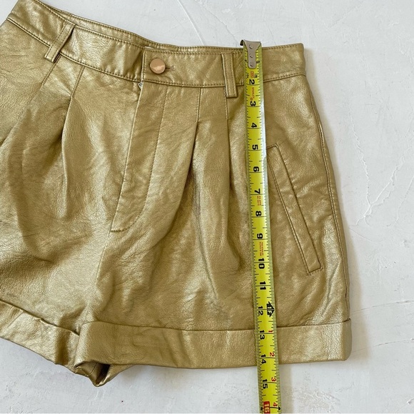 DIVINE HERITAGE REVOLVE Faux Leather Proper Cuffed Shorts in Gold Size S - Picture 5 of 8
